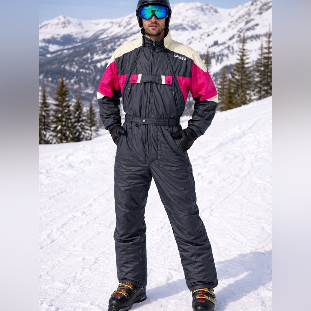 Spyder One-Piece Ski Suit-Retro Colour block 80s 90s Performance Winter Suit